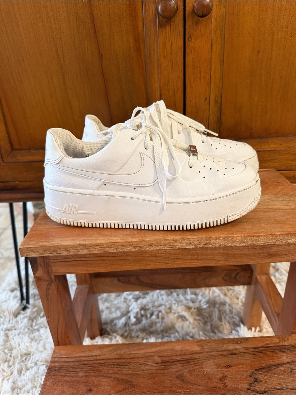 Nike White AF-1 Platform Sneakers - Lace-Up Women's Trainers